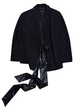 ELOQUII Blazer Luxury Business Casual Formal Faux Leather Tie Jacket Womens 2XL